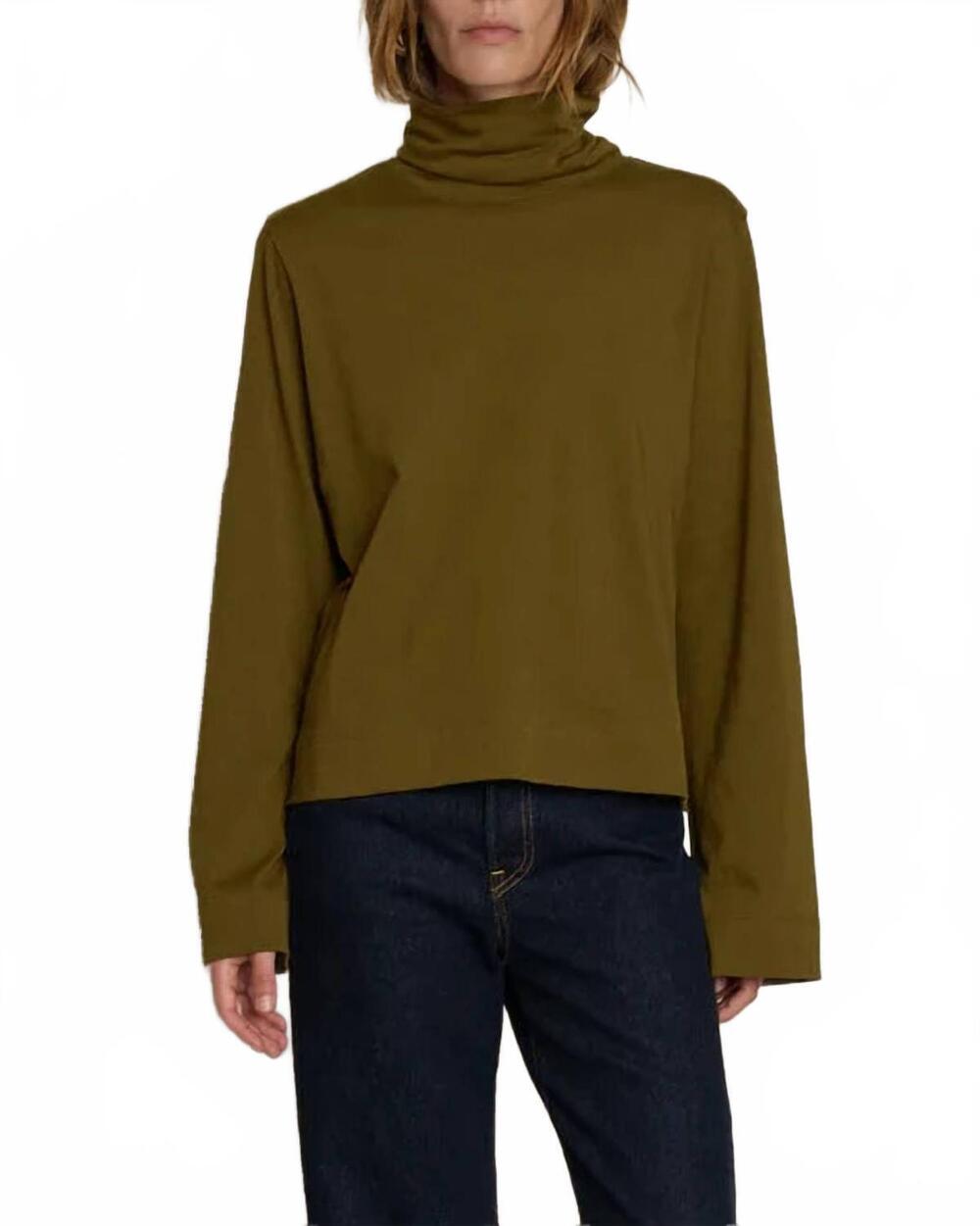 NEW NATION LTD neo mock neck t-shirt in olive